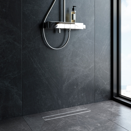 картинка W02SC-U11-050-04SB PrimeFlow Трап для душа линейный универс затвор Tile 50см цвет сталь мат от магазина Сантехстрой