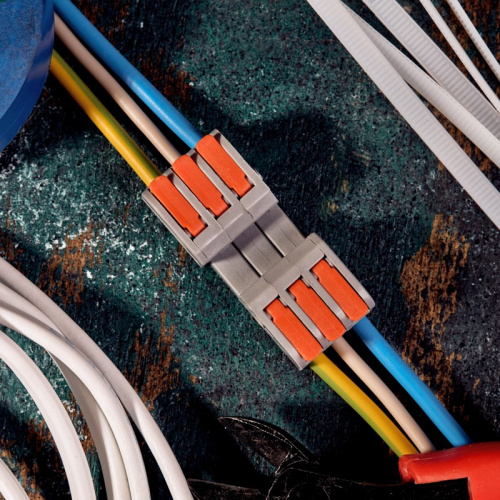 картинка Клемма СМК 222-423R проходная разъемная 3 полюса серая 0,2-2,5/4мм² (40 шт/уп) REXANT от магазина Сантехстрой