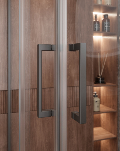 картинка Душевой уголок Cezares Molveno 90x90 MOLVENO-A-2-90-C-GM-IV профиль Оружейная сталь стекло прозрачное от магазина Сантехстрой