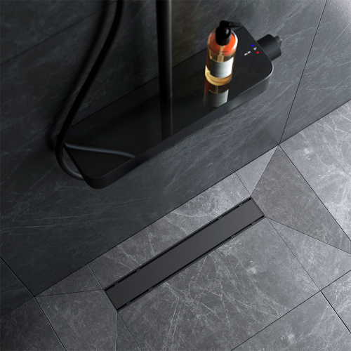 картинка W02SC-U11-050-04BM PrimeFlow Трап для душа линейный универс затвор Tile 50см цвет черн мат от магазина Сантехстрой