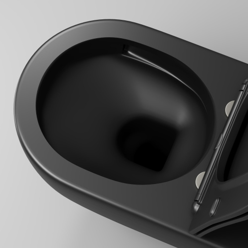 картинка Унитаз подвесной Grossman GR-4457BMSQ (520х360х320) безободковый,смыв торнадо,черный матовый с тонкой крышкой,микролифт,1 место от магазина Сантехстрой