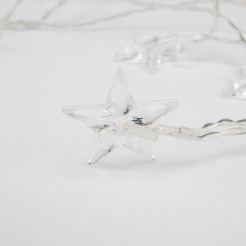 картинка Гирлянда светодиодная Звездочки 1,5 м,  10 LED,  прозрачный ПВХ,  цвет свечения теплый белый,  2 х АА (батарейки не в комплекте) NEON-NIGHT от магазина Сантехстрой