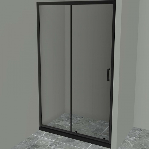 картинка Душевая дверь BelBagno Uno 110 UNO-195-BF-1-110-C-NERO профиль Черный матовый стекло прозрачное от магазина Сантехстрой