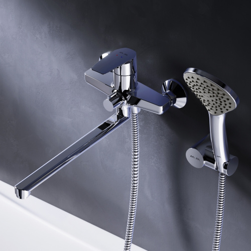 фото f90a95000 gem, смеситель д/ванны/душа, излив 320 мм, душевой набор, хром, шт.