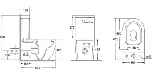 картинка Унитаз компакт Aquanet Cetus 2.0 Rimless 257419 с бачком и сиденьем Микролифт от магазина Сантехстрой