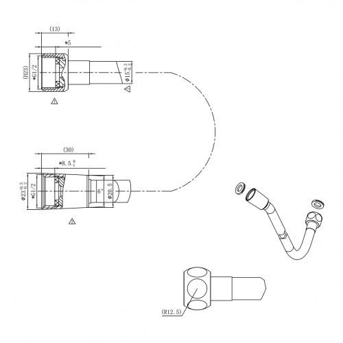 картинка Комплект Inspire VSHH-3I2AHCH, верхний душ с держателем, ручной душ с шлангом, хром от магазина Сантехстрой