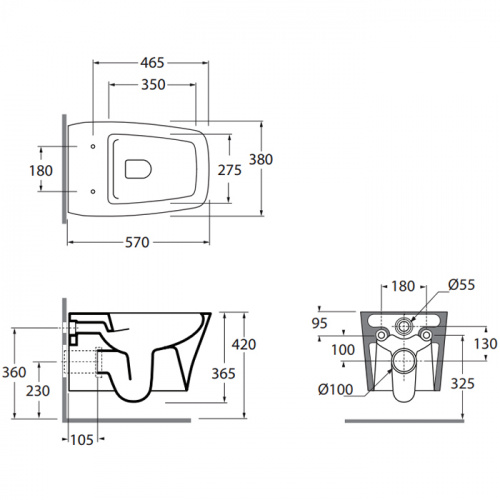 картинка Azzurra Hera Унитаз подвесной безободковый 57х38х36,5 см, с крепежом, цвет белый от магазина Сантехстрой