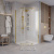 картинка Душ.ограждение 302.K33.03.1010.32.00 Pragma (100*100*195) трапеция,распашн,золото сатин,стекло прозр от магазина Сантехстрой
