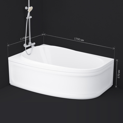 картинка W80A-170R110W-A Like, ванна акриловая 170х110 см, правосторонняя, шт от магазина Сантехстрой