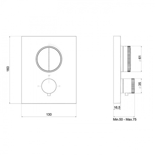 картинка ALMAR Core Внешняя часть встраиваемого термостатического смесителя с кнопочным управлением для 2-х потребителей, цвет хром от магазина Сантехстрой