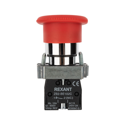 картинка Кнопка XB2-BS поворотная красная грибок NC от магазина Сантехстрой