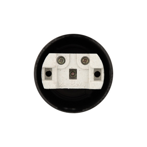 картинка Розетка штепсельная карболитовая открытой установки б/з 16 А,  черная Rexant от магазина Сантехстрой