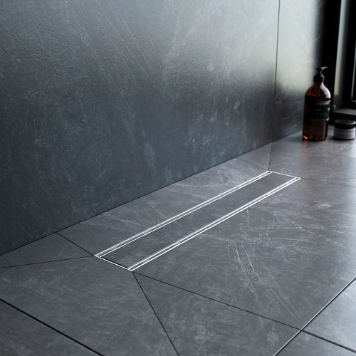 картинка W02SC-U11-050-04SB PrimeFlow Трап для душа линейный универс затвор Tile 50см цвет сталь мат от магазина Сантехстрой