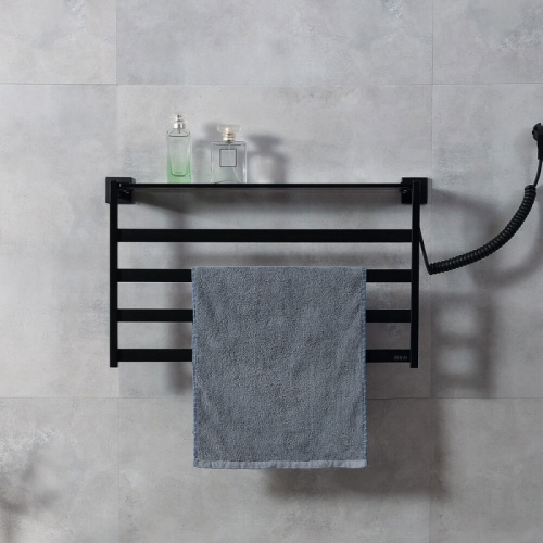 картинка Электрический полотенцесушитель Black&White Universe N-333B 58х35 333BN с полкой Черный матовый от магазина Сантехстрой
