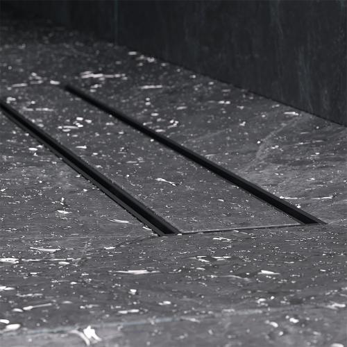 картинка W02SC-U11-050-04BM PrimeFlow Трап для душа линейный универс затвор Tile 50см цвет черн мат от магазина Сантехстрой