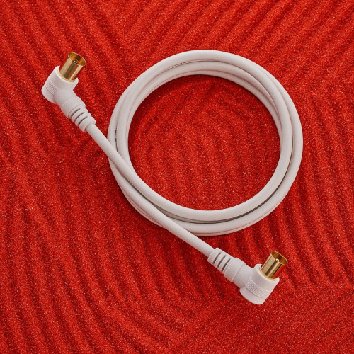 картинка Шнур ТВ гнездо - ТВ штекер,  угловой,  1,5м,  белый REXANT от магазина Сантехстрой