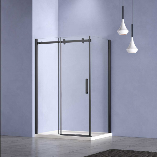 картинка Душевой уголок Como-N VSR-4CN9015CLB, 1500*900, черный, стекло прозрачное от магазина Сантехстрой