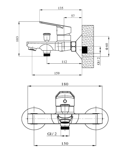 фото orange felix m14-100cr смеситель для ванны/душа
