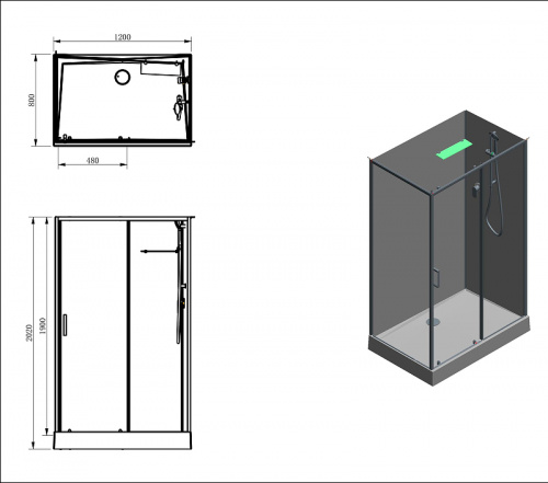 картинка Душевая кабина Aquanet Passion EVO Black 120х80 L 282012 без гидромассажа от магазина Сантехстрой