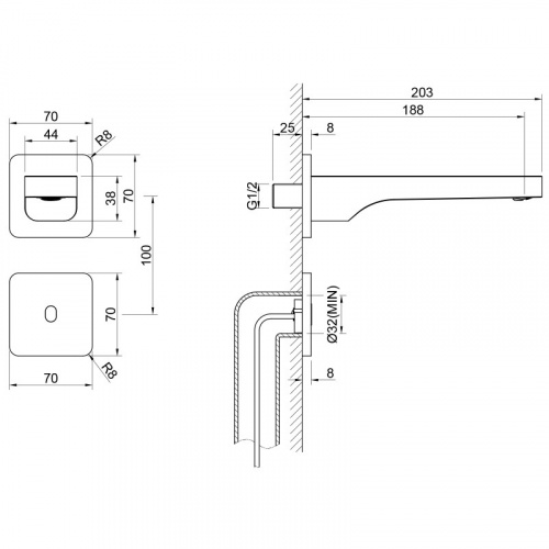 картинка Смеситель Timo для раковины встроенный, сенсорный хром Torne (4373/00SM) от магазина Сантехстрой