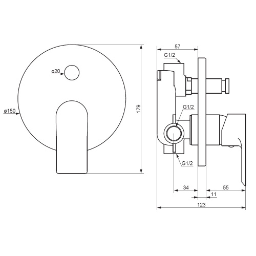 фото 477100000 apollo встраиваемый смеситель для ванной и душа, хром