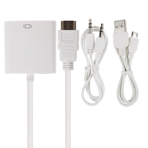 картинка Переходник штекер HDMI - гнездо VGA,  провод + шнур стерео 3,5мм с питанием REXANT от магазина Сантехстрой