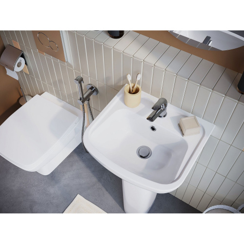 картинка Раковина подвесная Santek "Лонги-45" 455х420х200 фарфор, 1 отверстие под смеситель, белая (1.WH50.1.753) от магазина Сантехстрой