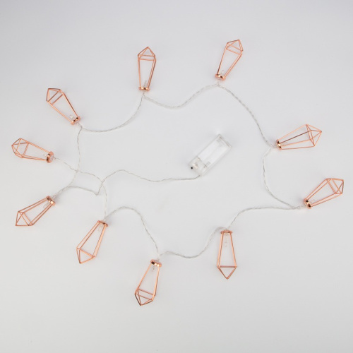 картинка Гирлянда светодиодная Кристаллы бронзовые 10 LED,  1,5 м,  прозрачный ПВХ,  теплый белый свет свечения,  2 х АА (батарейки не в комплекте) NEON-NIGHT от магазина Сантехстрой