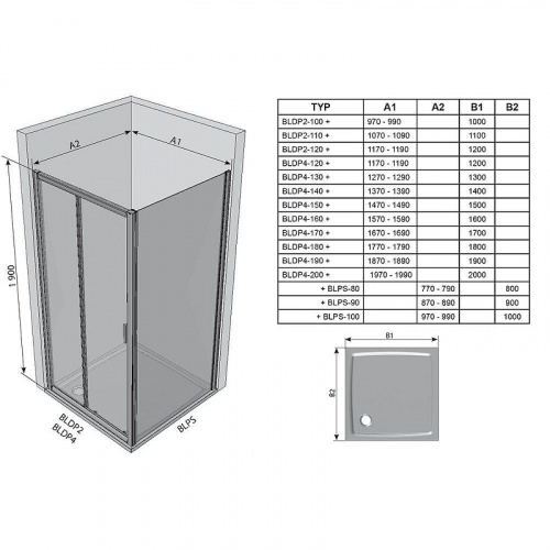 картинка Душевая дверь Ravak Blix BLDP2-100 0PVA0100ZG профиль Белый стекло Grape от магазина Сантехстрой