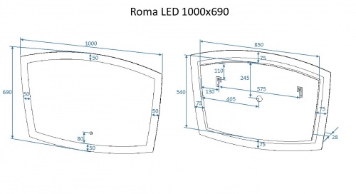картинка Зеркало с подсветкой ART&MAX ROMA AM-Rom-1000-700-DS-F от магазина Сантехстрой