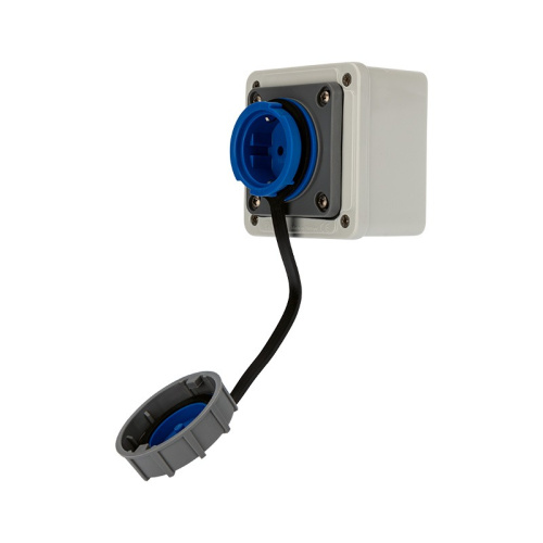 картинка Розетка настенная влагозащищенная с крышкой 16 А,  2Р+РЕ,  IP68 REXANT от магазина Сантехстрой