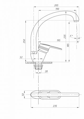 картинка Смеситель для кухни FAUZT FZs-863-130 тип См-МОЦБА от магазина Сантехстрой