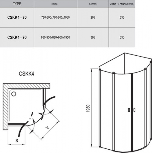 картинка Душевой уголок Ravak Chrome CSKK4 90x90 3Q170U00Z1 профиль Сатин стекло Transparent от магазина Сантехстрой