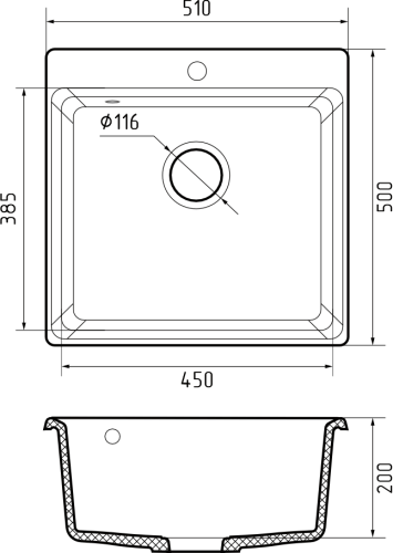 картинка Мойка кухонная GranFest LEVEL 510  1-чаш 510*500 серый от магазина Сантехстрой