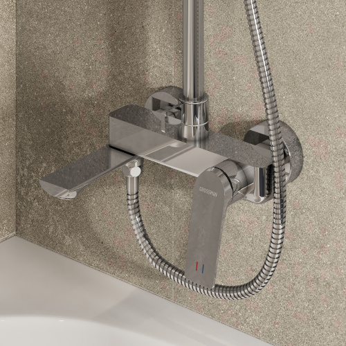 картинка Душевая стойка Galaxy 500.K35.01.100 с верхним душем, ручной лейкой и смесителем, хром глянцевый от магазина Сантехстрой