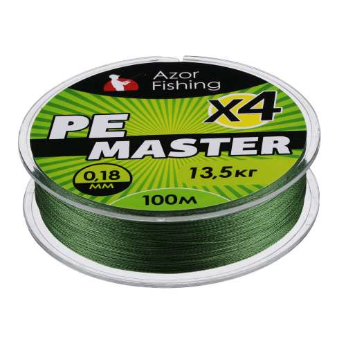 картинка AZOR FISHING Леска плетеная, PE Мастер, 100м, 0,18мм, 13,5кг, зеленая от магазина Сантехстрой