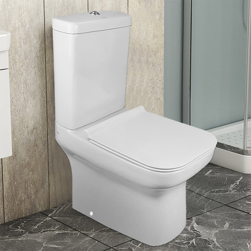 картинка Унитаз-компакт Creo Ceramique ARLES 650х370х820 напольный, безободковый, в комплекте с сиденьем микролифт (AS1003+AS1002R) от магазина Сантехстрой