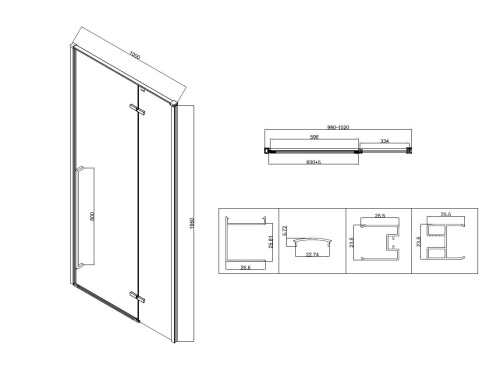 картинка Душевой уголок Slim-N VSR-5SN9010CL, 1000*900, хром, стекло прозрачное от магазина Сантехстрой