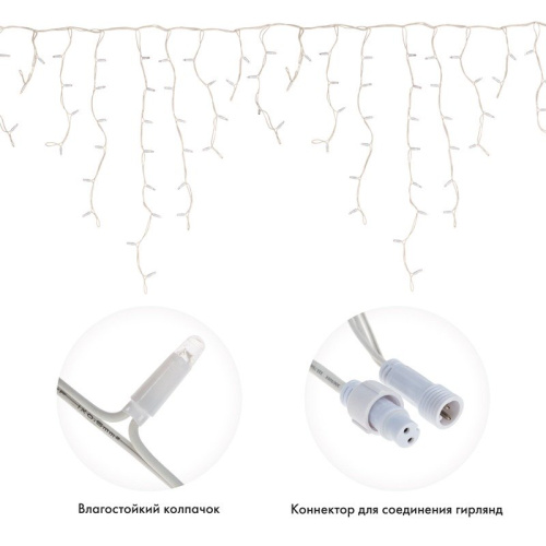 картинка Гирлянда Айсикл (бахрома) светодиодный,  5,6 х 0,9 м,  с эффектом мерцания,  БЕЛЫЙ провод КАУЧУК,  230 В,  диоды ТЕПЛЫЙ БЕЛЫЙ,  240 LED NEON-NIGHT от магазина Сантехстрой