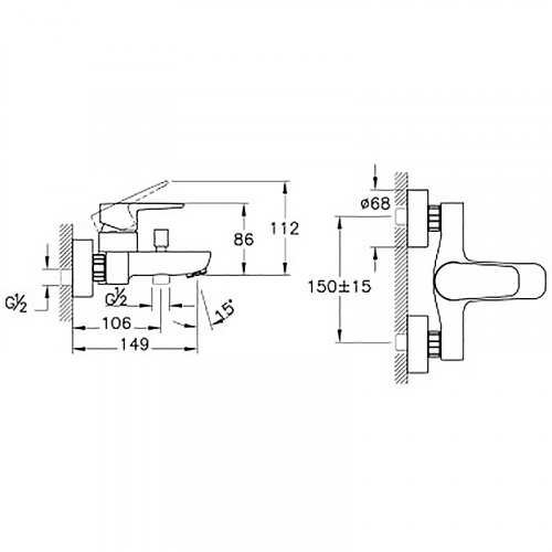 фото смеситель для ванны vitra flow soft a4294636exp черный матовый
