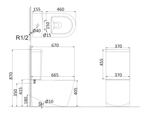 картинка Creo Ceramique RENNES Унитаз-компакт с быстросъемным сидением микролифт, безободковый от магазина Сантехстрой
