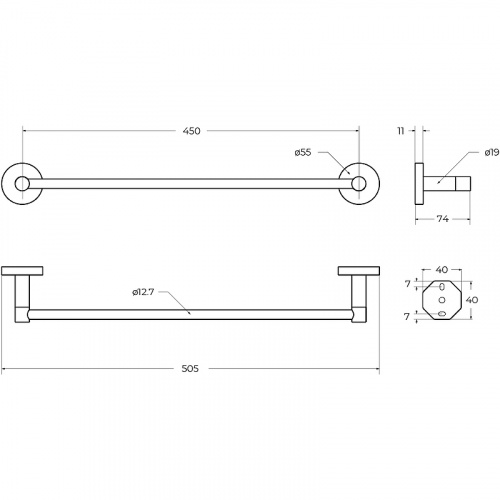 картинка Полотенцедержатель Cezares Relax RELAX-TH-50-NOP Черный матовый от магазина Сантехстрой