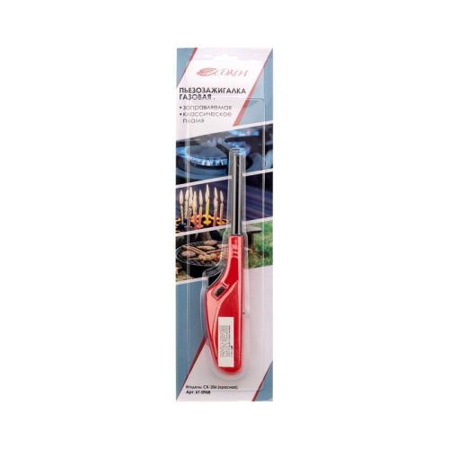 картинка Бытовая газовая пьезозажигалка с классическим пламенем многоразовая (1 шт. ) красная СК-306 СОКОЛ от магазина Сантехстрой