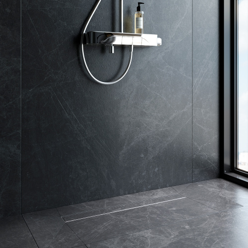 картинка W02SC-U11-070-04SB PrimeFlow Трап для душа линейный универс затвор Tile 70см цвет сталь мат от магазина Сантехстрой