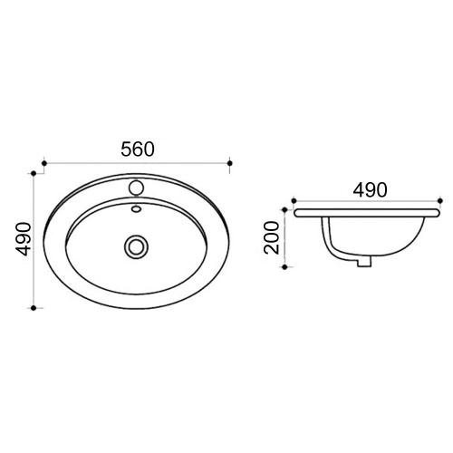 картинка Раковина Azario 560х490х200 встраеваемая, белая (AZ-T808) от магазина Сантехстрой