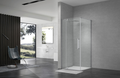 картинка Душевой уголок распашной Terminus Альба 03 900х900х2200 квадрат хром от магазина Сантехстрой