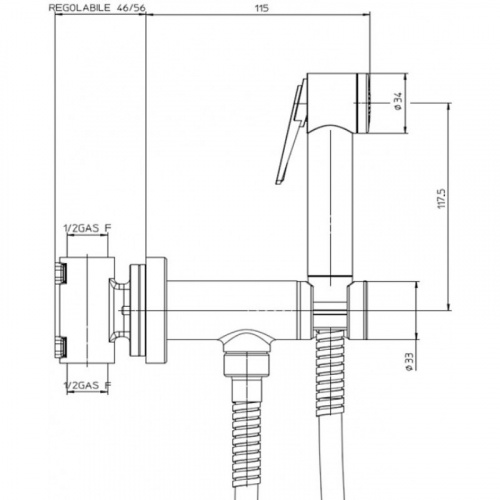 картинка Гигиенический душ Bossini Paloma E37011B.021 золото от магазина Сантехстрой