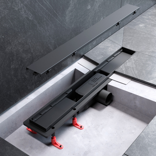 картинка W02SC-U11-060-04BM PrimeFlow Трап для душа линейный универс затвор Tile 60см цвет черн мат от магазина Сантехстрой