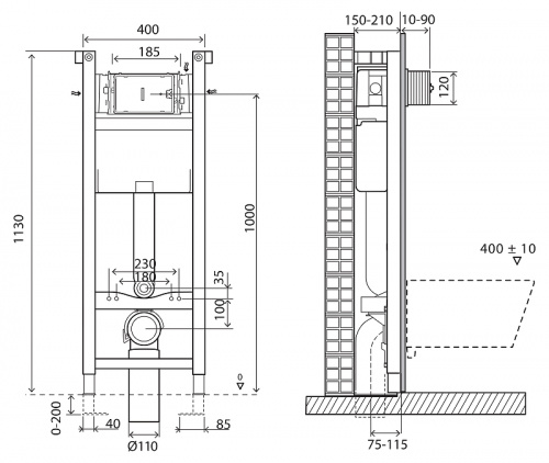 картинка Инсталляция BelBagno BB004-40 EXPERT для подвесного унитаза без клавиши смыва от магазина Сантехстрой