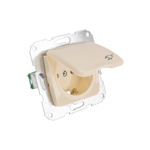 картинка DEA Розетка 1-ая с/з с крышкой с/у 16А мех.  Беж KRANZ от магазина Сантехстрой